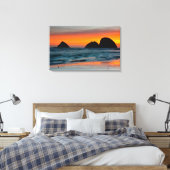 Zonsondergang, Zee Stapel, Oceanside, Oregon, USA Canvas Afdruk (Insitu (Slaapkamer))