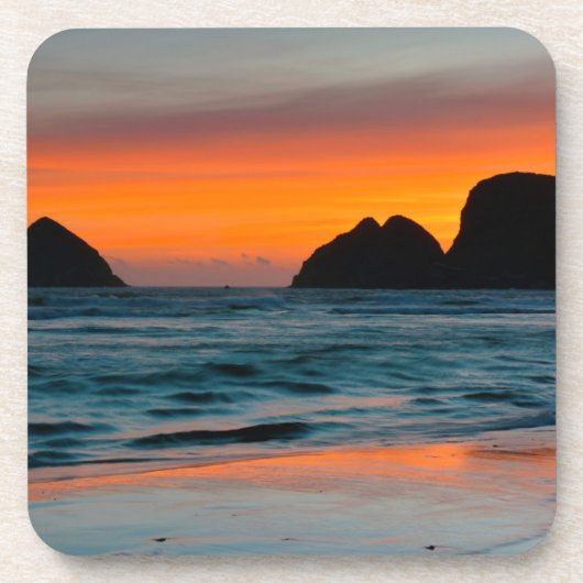 Zonsondergang, Zee Stapel, Oceanside, Oregon, VS Bier Onderzetter (Voorkant)