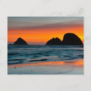 Zonsondergang, Zee Stapel, Oceanside, Oregon, VS Briefkaart