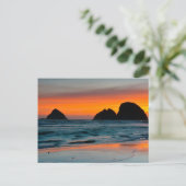 Zonsondergang, Zee Stapel, Oceanside, Oregon, VS Briefkaart (Staand voorkant)