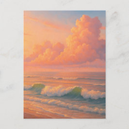 Zonsondergang Zee Wolken - Pastel Schilderstijl Briefkaart