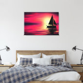 Zonsondergang, Zee, Zeilboot-39186 Canvas Afdruk (Insitu (Slaapkamer))