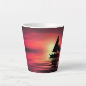 Zonsondergang, Zee, Zeilboot-39186 Latte Mok (Voorkant)