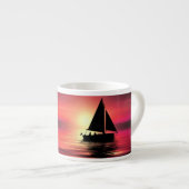 Zonsondergang, Zee, Zeilboot Espresso Kop (Voorkant rechts)
