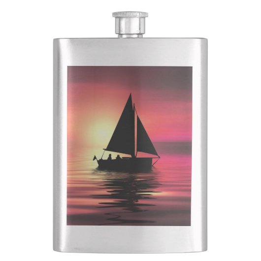 Zonsondergang, Zee, Zeilboot Flacon (Voorkant)