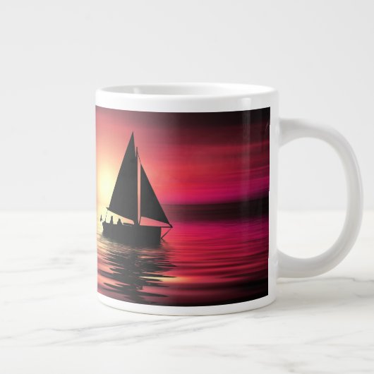 Zonsondergang, Zee, Zeilboot Grote Koffiekop (Rechts)