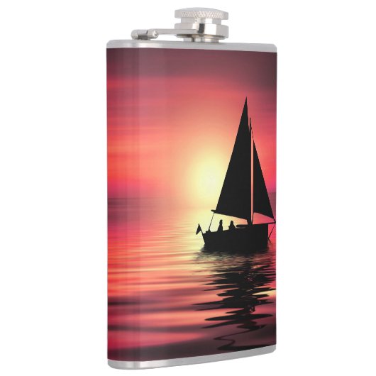 Zonsondergang, Zee, Zeilboot Heupfles (Rechts)