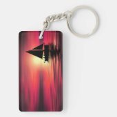 Zonsondergang, Zee, Zeilboot Sleutelhanger (achterkant)