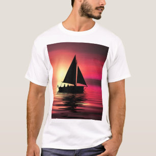Zonsondergang, Zee, Zeilboot T-shirt