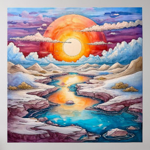 Zonsondergang Zeegezicht Muurdecoratie Cadeau Voor Poster