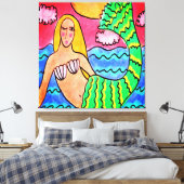 Zonsondergang Zeemeermin Abstract Digitaal Schilde Canvas Afdruk (Insitu (Slaapkamer))