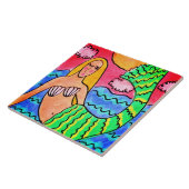 Zonsondergang Zeemeermin Abstract Digitaal Schilde Tegeltje (Zijkant)