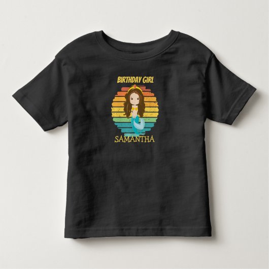 Zonsondergang Zeemeermin geel verjaardags T-shirt (Voorkant)