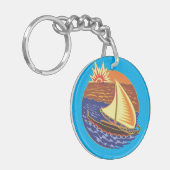 Zonsondergang Zeil Acryl Sleutelhanger (Voorkant Links)