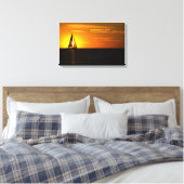 Zonsondergang Zeil op het meer Canvas Afdruk (Insitu (Slaapkamer))
