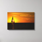 Zonsondergang Zeil op het meer Canvas Afdruk (Voorkant)