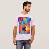 Zonsondergang Zeilboot Dreamscape T-shirt (Voorkant volledig)