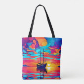 Zonsondergang Zeilboot Dreamscape Tote Bag (Achterkant)