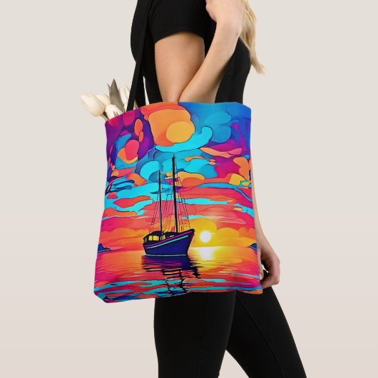 Zonsondergang Zeilboot Dreamscape Tote Bag (Dichtbij)