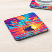 Zonsondergang Zeilboot Droomlandschap Bier Onderzetter (Linkerzijde)