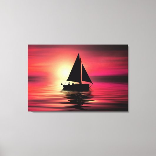 Zonsondergang, zeilboot in het Zee-39186 Canvas Afdruk (Voorkant)