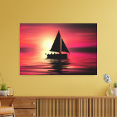 Zonsondergang, zeilboot in het Zee-39186 Canvas Afdruk (Insitu (Woonkamer))
