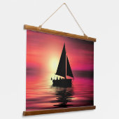Zonsondergang, zeilboot in het Zee-39186 Hangend Wandkleed (Gebogen)