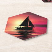 Zonsondergang, zeilboot in het Zee-39186 Kartonnen Onderzetters (Schuin)