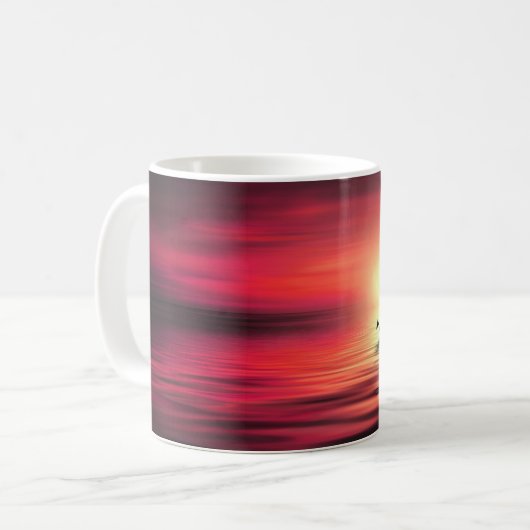 Zonsondergang, zeilboot in het Zee-39186 Koffiemok (Voorkant links)