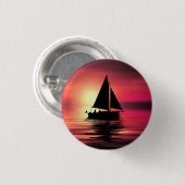 Zonsondergang, zeilboot in het Zee-39186 Ronde Button 3,2 Cm (Voorkant /achterkant)
