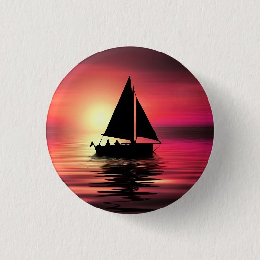 Zonsondergang, zeilboot in het Zee-39186 Ronde Button 3,2 Cm (Voorkant)