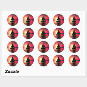 Zonsondergang, zeilboot in het Zee-39186 Ronde Sticker (Vel)