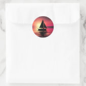 Zonsondergang, zeilboot in het Zee-39186 Ronde Sticker (Tas)