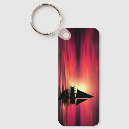 Zonsondergang, zeilboot in het Zee-39186 Sleutelhanger (Voorkant)