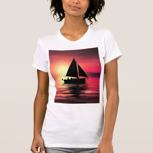 Zonsondergang, zeilboot in het Zee-39186 T-shirt (Voorkant)