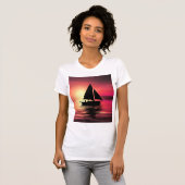 Zonsondergang, zeilboot in het Zee-39186 T-shirt (Voorkant volledig)
