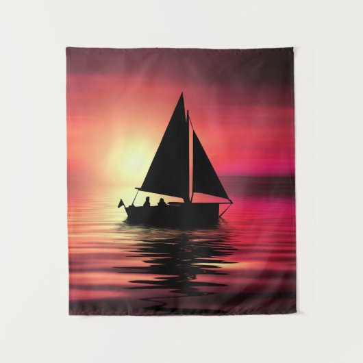Zonsondergang, zeilboot in het Zee-39186 Wandkleed (Voorkant)