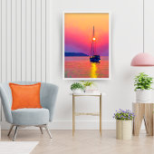 Zonsondergang Zeilboot op het Zee Poster