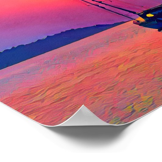 Zonsondergang Zeilboot op het Zee Poster (Hoek)