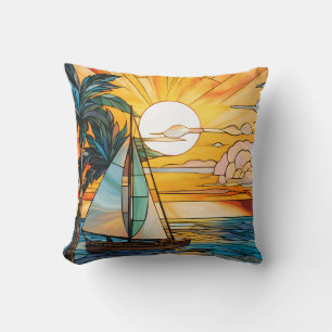 Zonsondergang zeilboot rit kussen