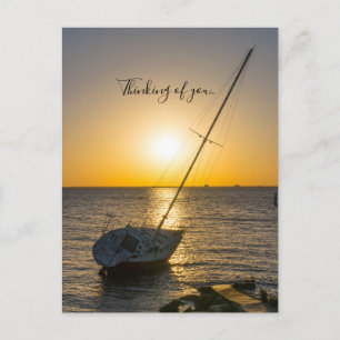 Zonsondergang Zeilboot Scheepswrak Golf Breeze Den Briefkaart