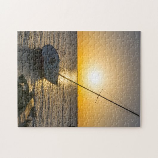 Zonsondergang Zeilboot Scheepswrak Golf Breeze FL  Legpuzzel (Horizontaal)