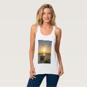 Zonsondergang Zeilboot Scheepswrak Golf Breeze Tan Tanktop (Volledige Voorkant)