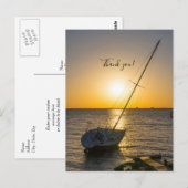 Zonsondergang Zeilboot Scheepswrak Golf Bries Dank Briefkaart (Voorkant / Achterkant)