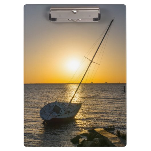 Zonsondergang Zeilboot Scheepswrak Gulf Breeze FL Klembord (Voorkant)