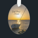 Zonsondergang Zeilboot Scheepswrak Gulf Breeze FL  Ornament<br><div class="desc">Ornamenten souvenir met een foto van een scheepswrak van een zeilboot bij zonsondergang in de Amerikaanse staat Florida in de buurt van Pensacola Bay. Op zoek naar meer producten? Bezoek mijn winkel: http://www.zazzle.com/timelessmomentsphtgy Foto is gemaakt door Jennifer White met Timeless Moments Photography. Alle afbeeldingen zijn auteursrechtelijk beschermd.</div>