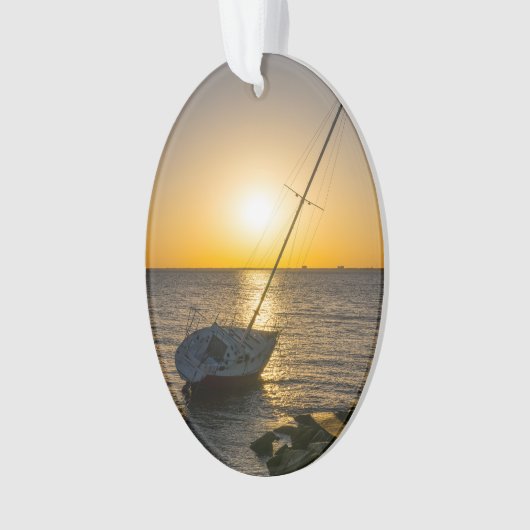 Zonsondergang Zeilboot Scheepswrak Gulf Breeze FL  Ornament (voorkant)
