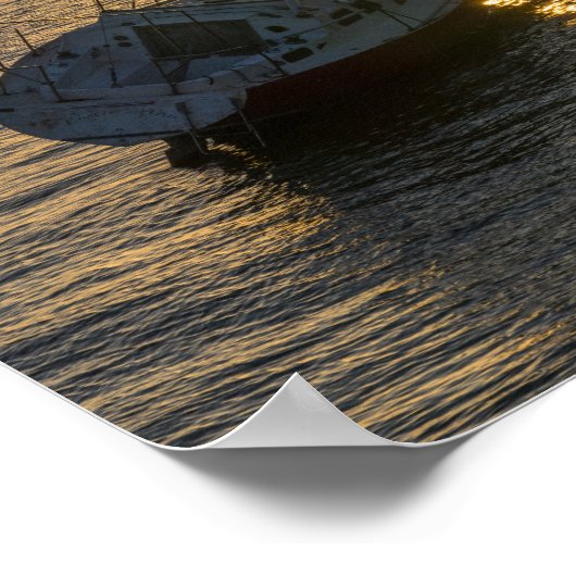 Zonsondergang Zeilboot Scheepswrak Gulf Breeze FL  Poster (Hoek)