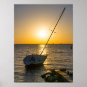 Zonsondergang Zeilboot Scheepswrak Gulf Breeze FL  Poster (Voorkant)