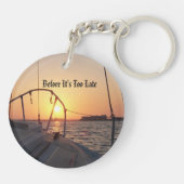 Zonsondergang zeilboot tweezijdig sleutelhanger (Achterkant)